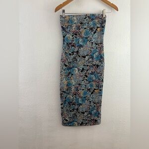 Olive tree Floral Strapless Dress size S